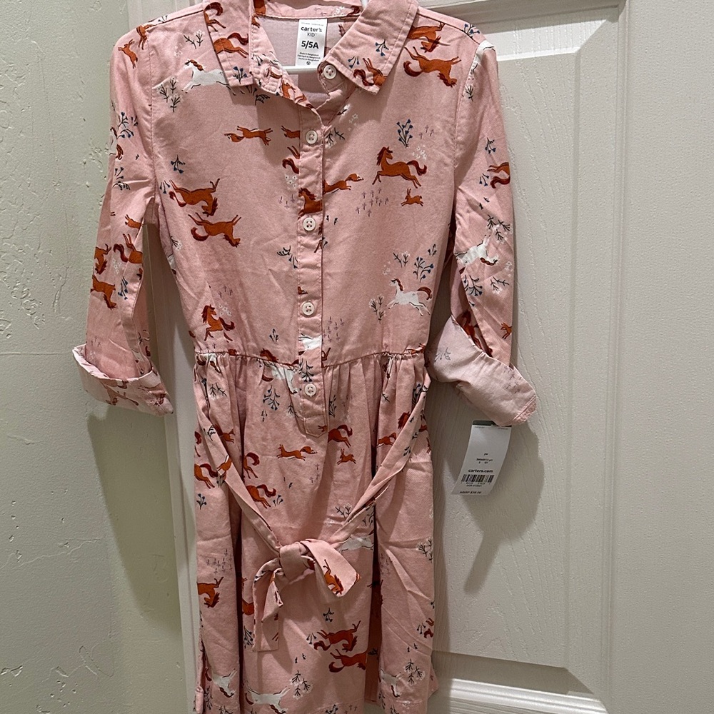Carter's Pink Shirtdress with Horse Pattern